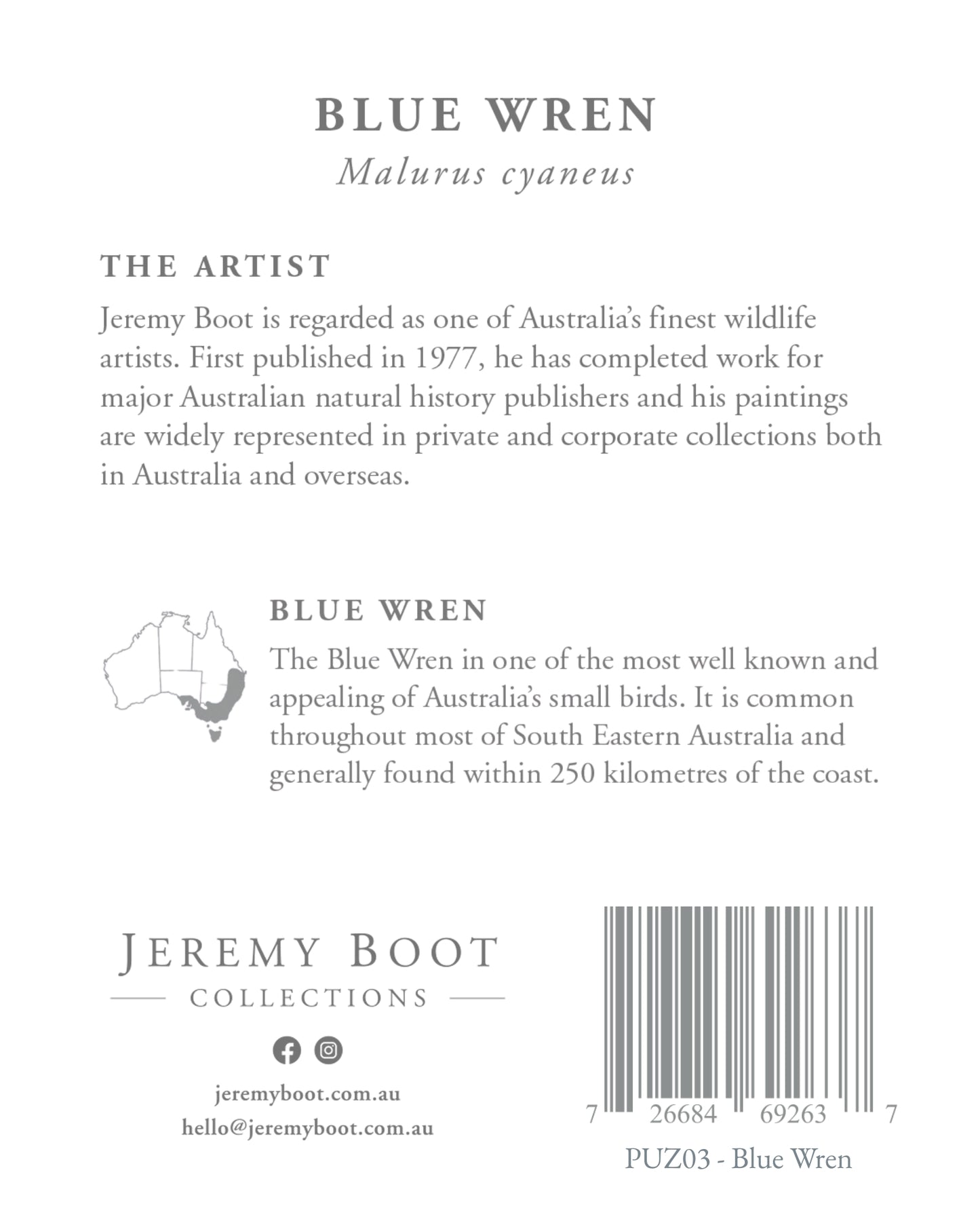 Timber Puzzle - Blue Wren