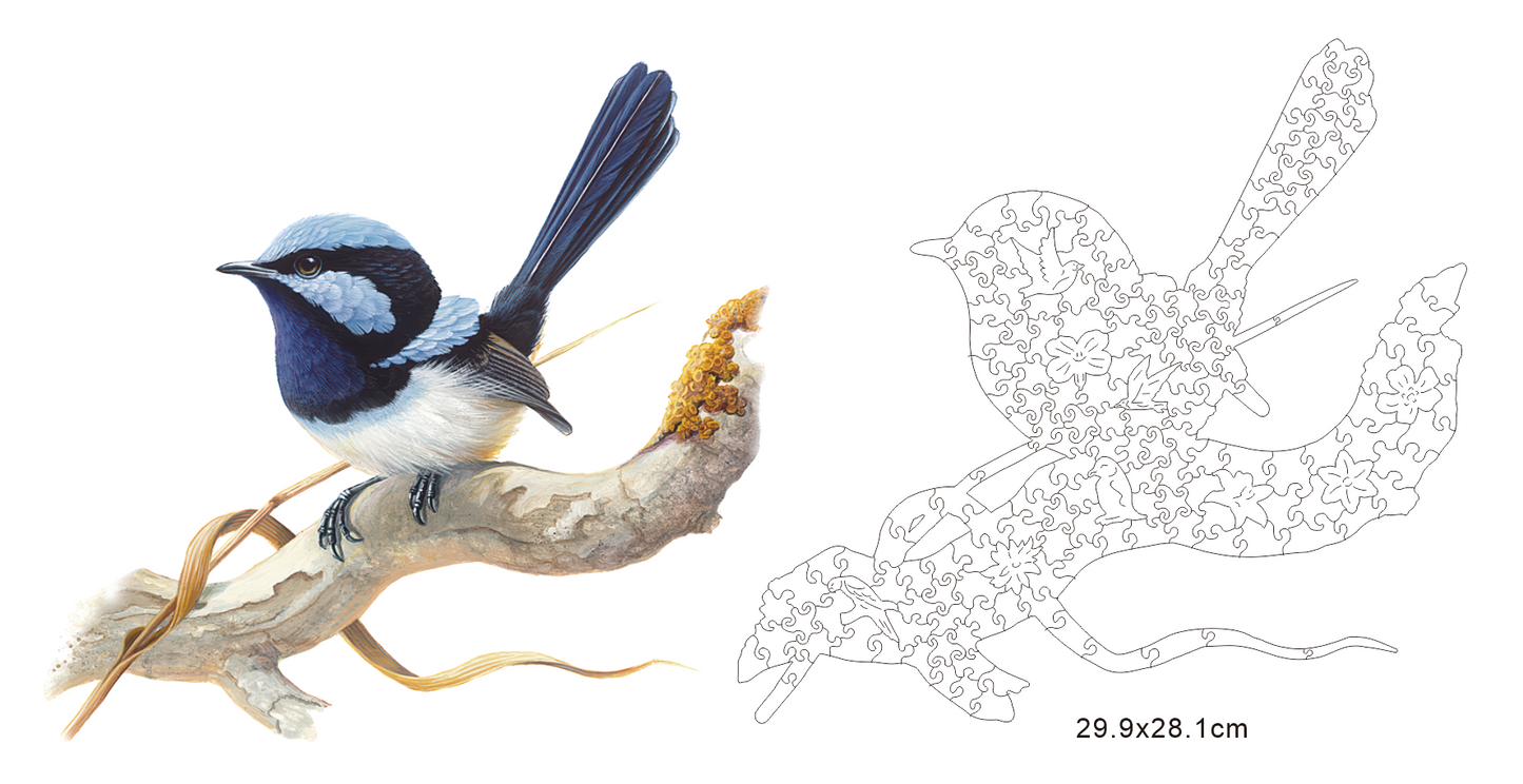 Timber Puzzle - Blue Wren