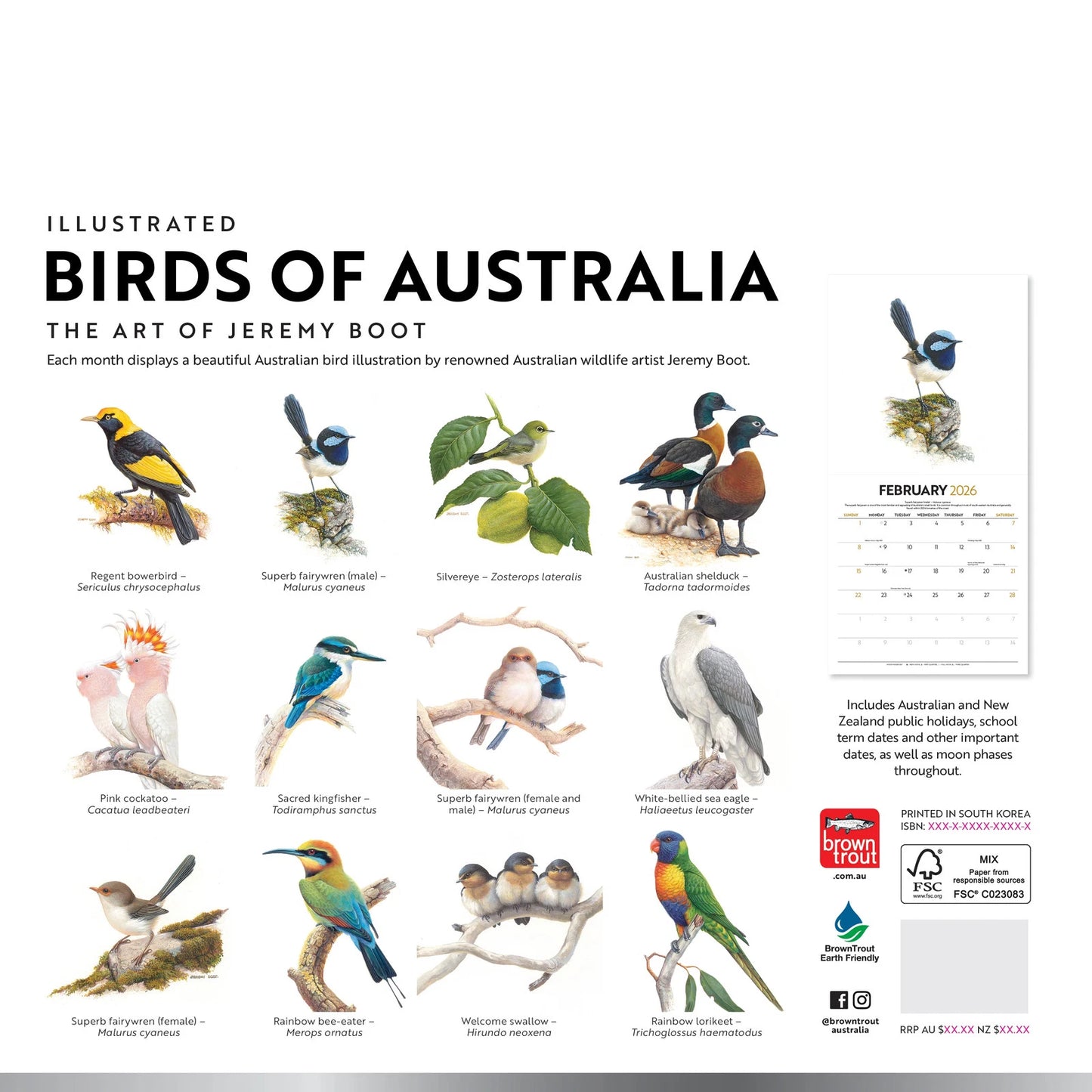 Birds of Australia - 2026 Deluxe Wall Calendar